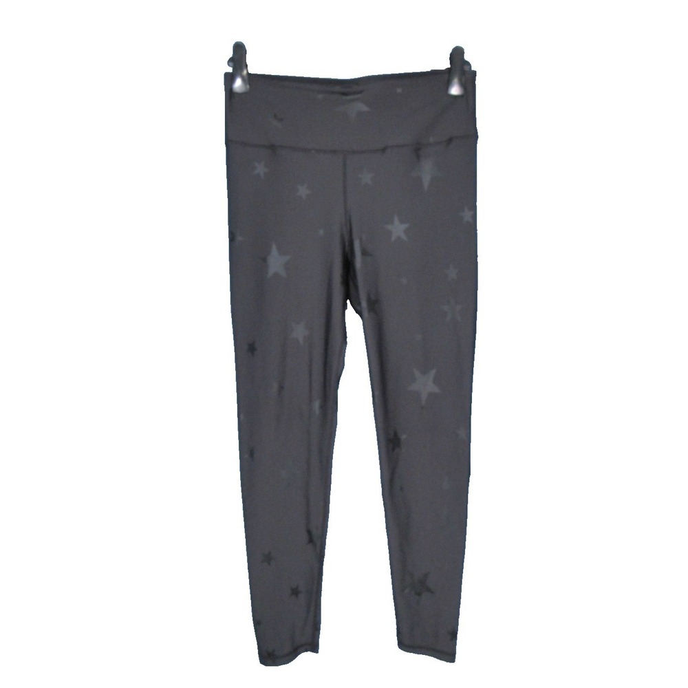 MONO B. Black STAR FOIL Jacquard TUMMY CONTROL High-Waisted ACTIVE LEGGINGS 1XL